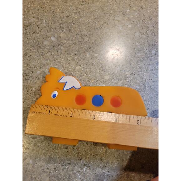 Vintage 1970s Cow Squeaky Toy Orange with Red Blue Polka Dots 5.25x3.75 Sanitoy - Picture 4 of 5